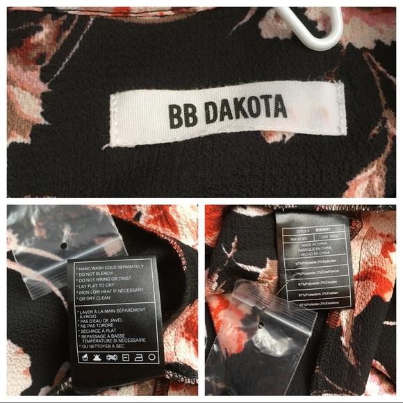 BB Dakota Floral All Over Peplum Waist Blouse Womens M Bell Sleeve Gypsy Boho - Picture 8 of 8